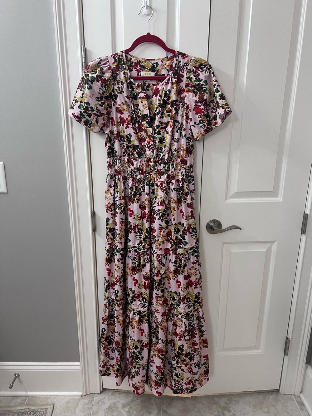 Maeve Floral Pink Short-Sleeve Maxi Dress - Picture 1 of 2